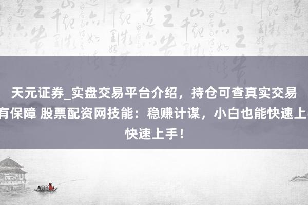 天元证券_实盘交易平台介绍，持仓可查真实交易更有保障 股票配资网技能：稳赚计谋，小白也能快速上手！