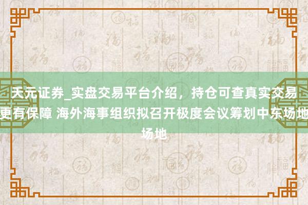 天元证券_实盘交易平台介绍，持仓可查真实交易更有保障 海外海事组织拟召开极度会议筹划中东场地