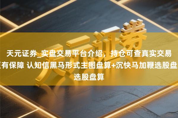 天元证券_实盘交易平台介绍,持仓可查真实交易更有保障 认知信黑马形式主图盘算+沉快马加鞭选股盘算