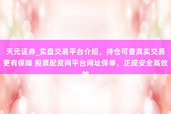 天元证券_实盘交易平台介绍，持仓可查真实交易更有保障 股票配资网平台网址保举，正规安全高效