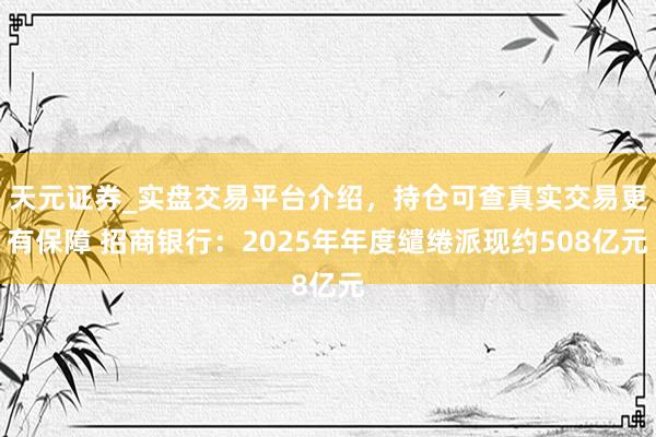 天元证券_实盘交易平台介绍，持仓可查真实交易更有保障 招商银行：2025年年度缱绻派现约508亿元
