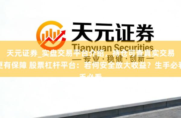 天元证券_实盘交易平台介绍，持仓可查真实交易更有保障 股票杠杆平台：若何安全放大收益？生手必看